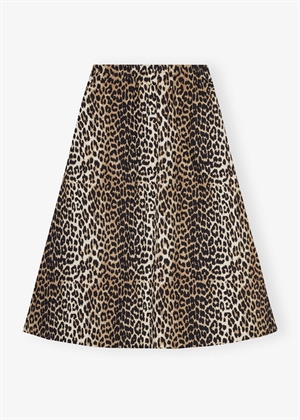 Printed cotton elasticated maxi skirt Leopard F9365 Ganni